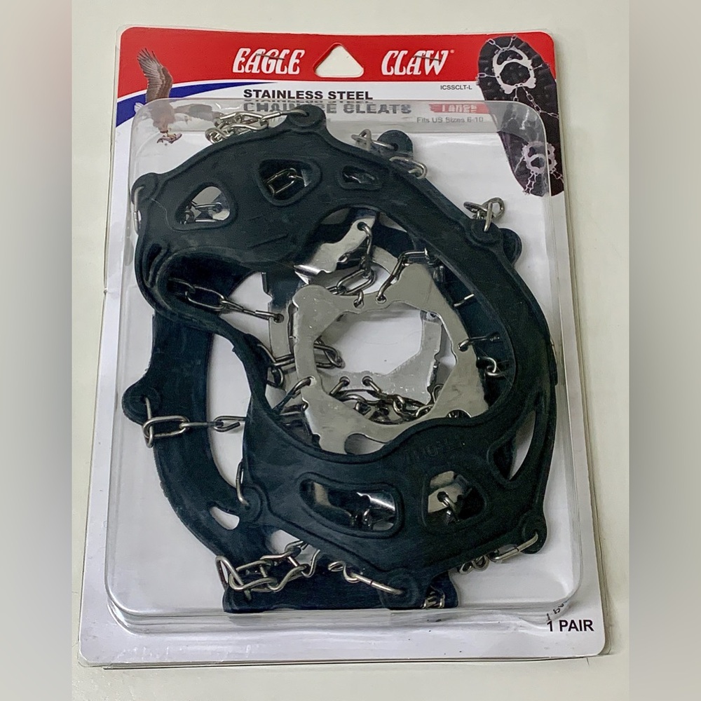 Eagle Claw LARGE Rubber Over Boot Harness Stainless Steel Chain Ice Cleats
